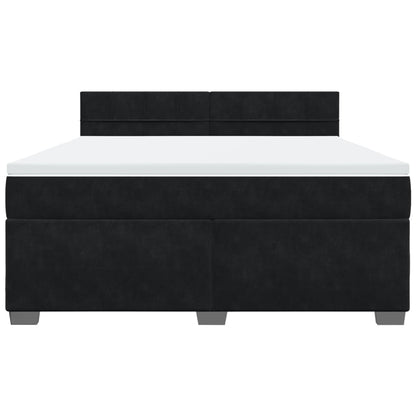 Boxspring met matras fluweel zwart 180x200 cm