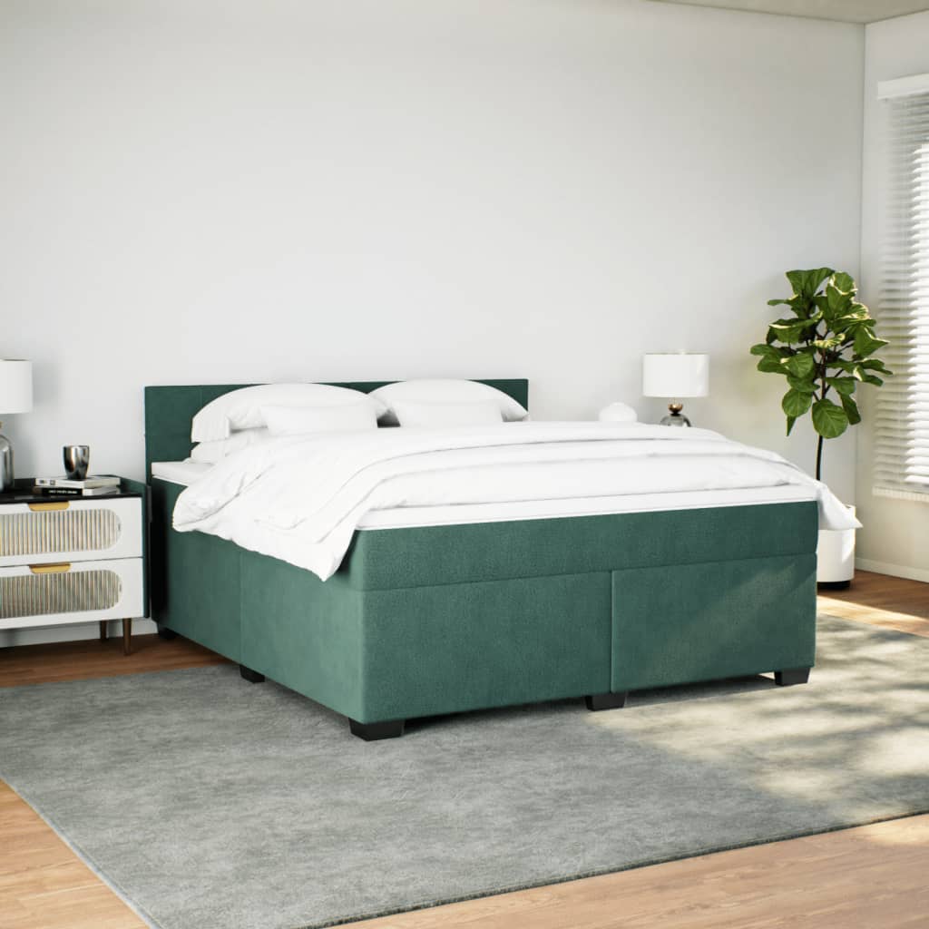 Boxspring met matras fluweel donkergroen 180x200 cm