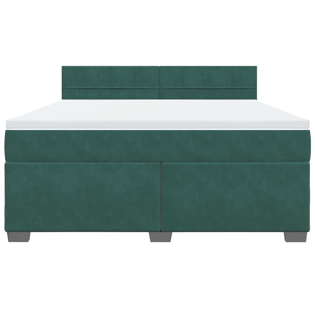 Boxspring met matras fluweel donkergroen 180x200 cm