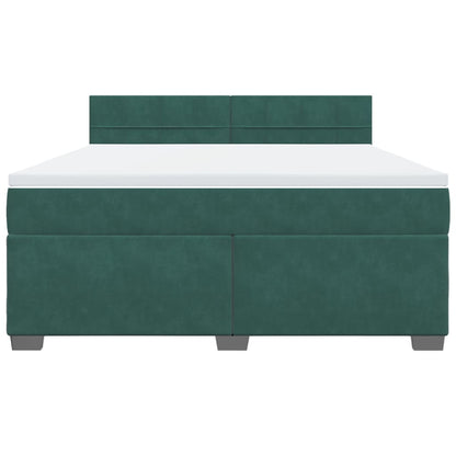 Boxspring met matras fluweel donkergroen 180x200 cm