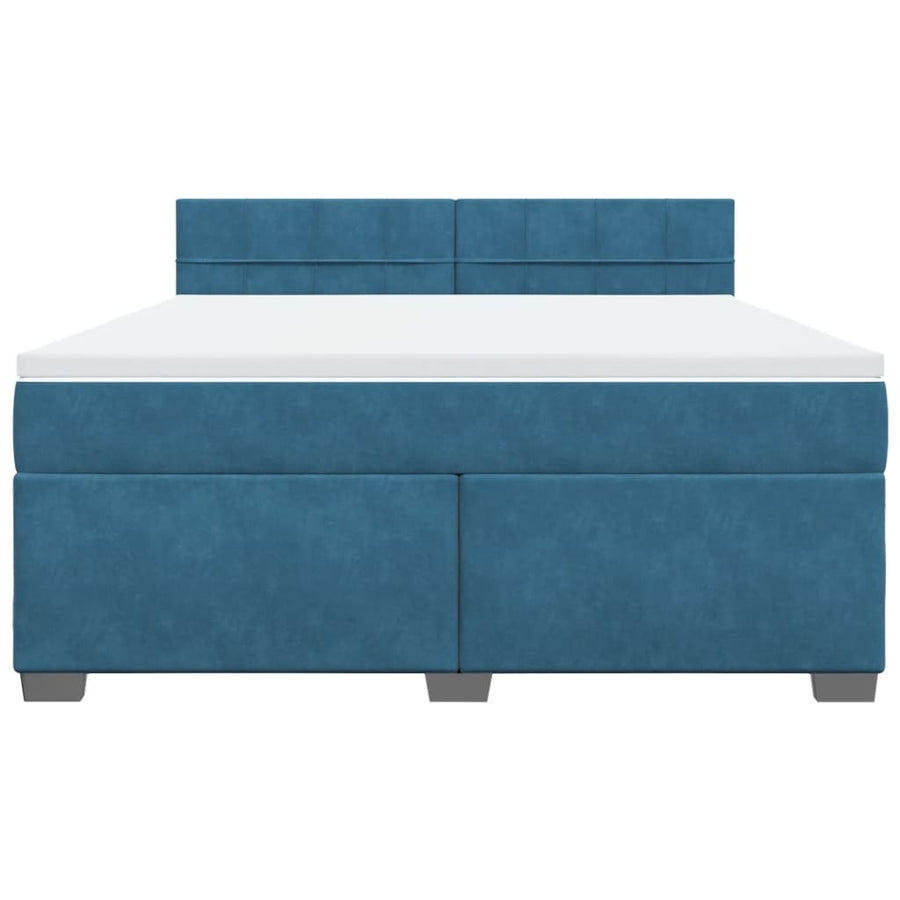 Boxspring met matras fluweel blauw 180x200 cm