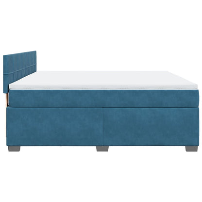 Boxspring met matras fluweel blauw 180x200 cm