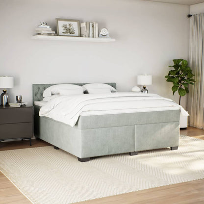 Boxspring met matras fluweel lichtgrijs 180x200 cm