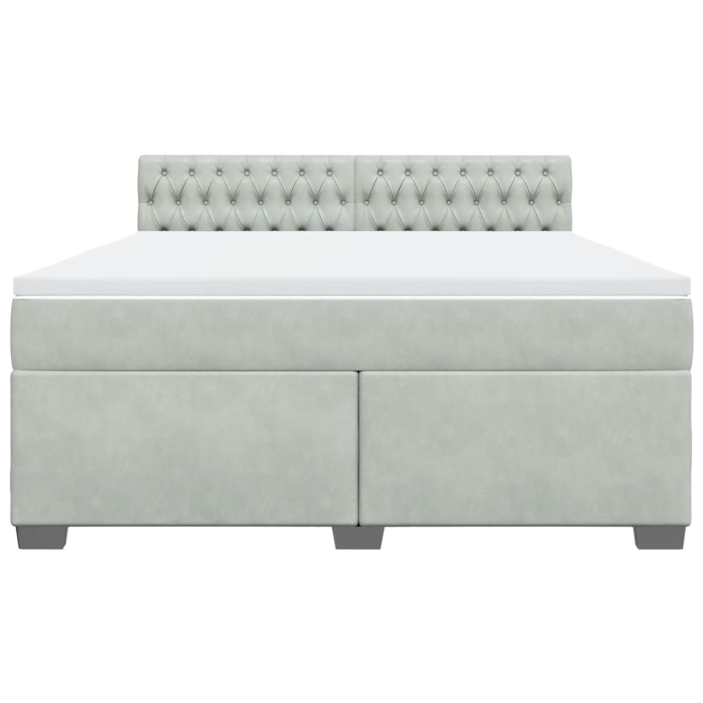 Boxspring met matras fluweel lichtgrijs 180x200 cm