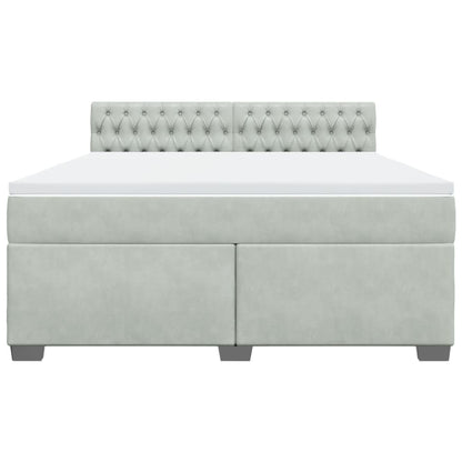 Boxspring met matras fluweel lichtgrijs 180x200 cm