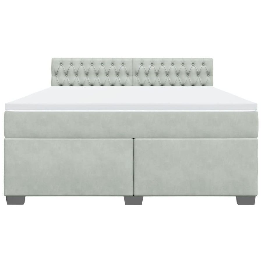 Boxspring met matras fluweel lichtgrijs 180x200 cm