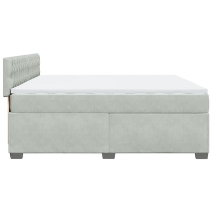 Boxspring met matras fluweel lichtgrijs 180x200 cm