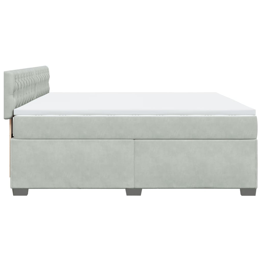 Boxspring met matras fluweel lichtgrijs 180x200 cm
