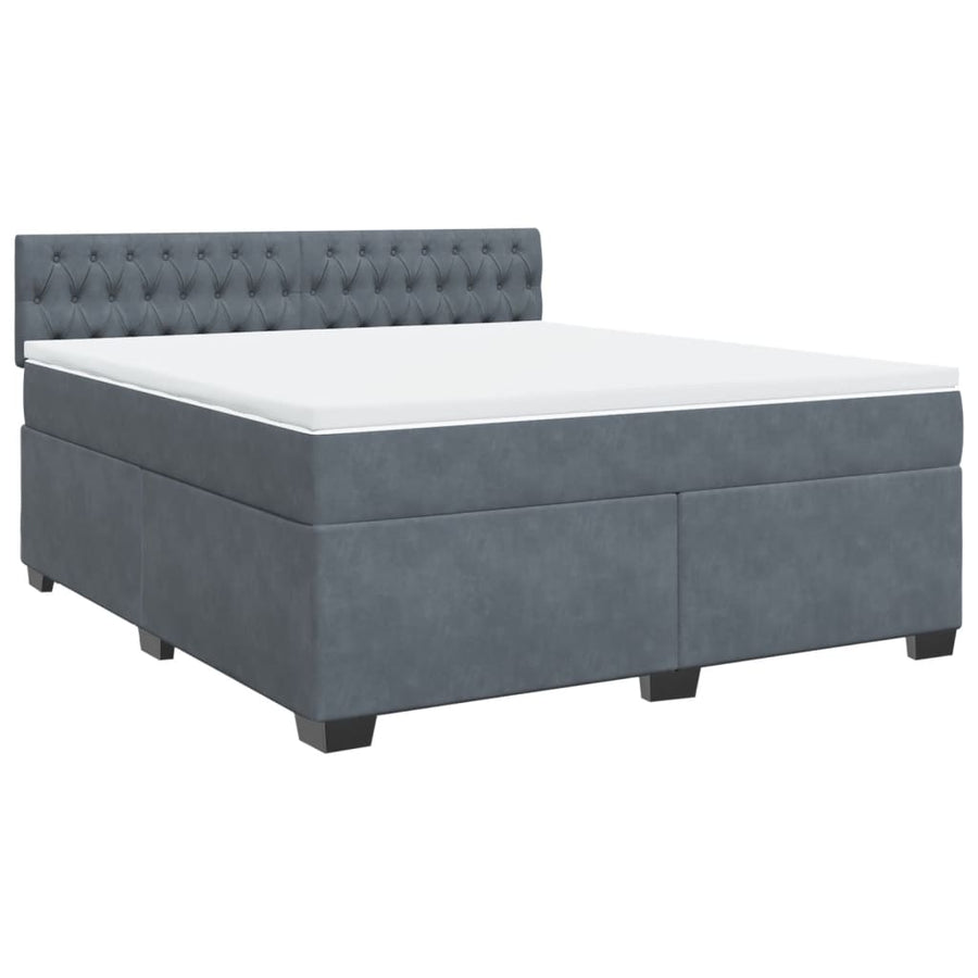 Boxspring met matras fluweel donkergrijs 180x200 cm