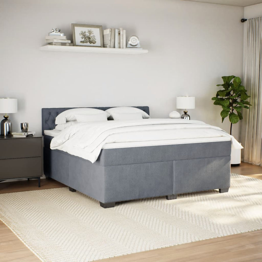 Boxspring met matras fluweel donkergrijs 180x200 cm