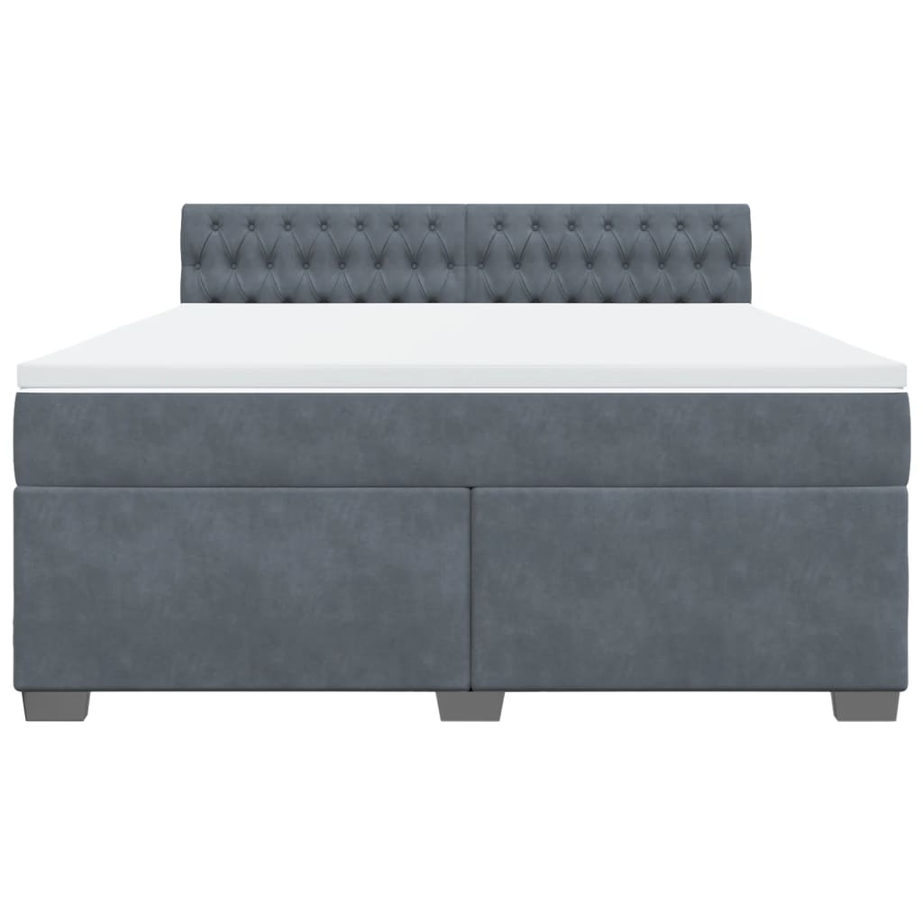 Boxspring met matras fluweel donkergrijs 180x200 cm