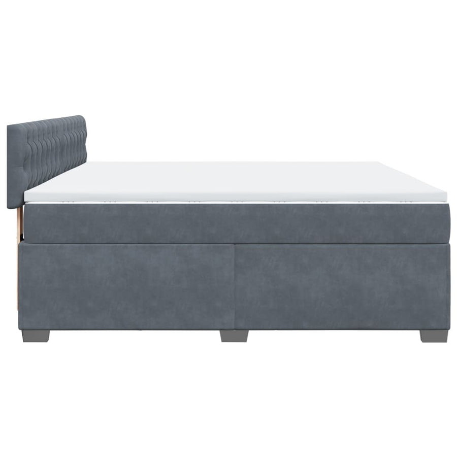Boxspring met matras fluweel donkergrijs 180x200 cm
