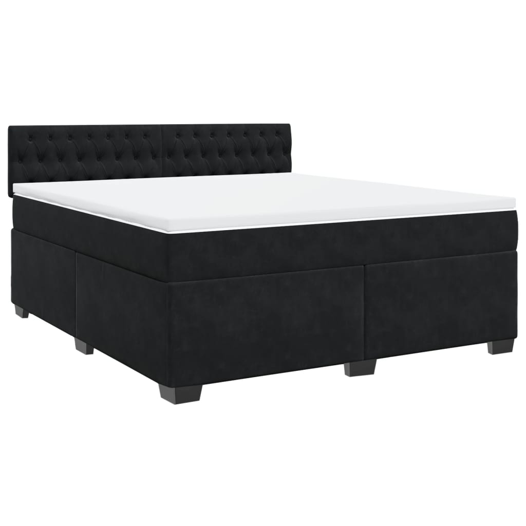 Boxspring met matras fluweel zwart 180x200 cm