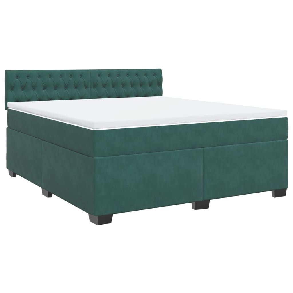 Boxspring met matras fluweel donkergroen 180x200 cm