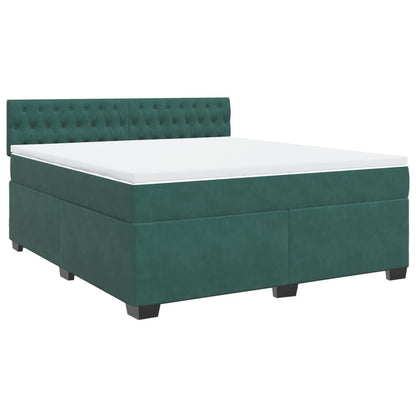Boxspring met matras fluweel donkergroen 180x200 cm