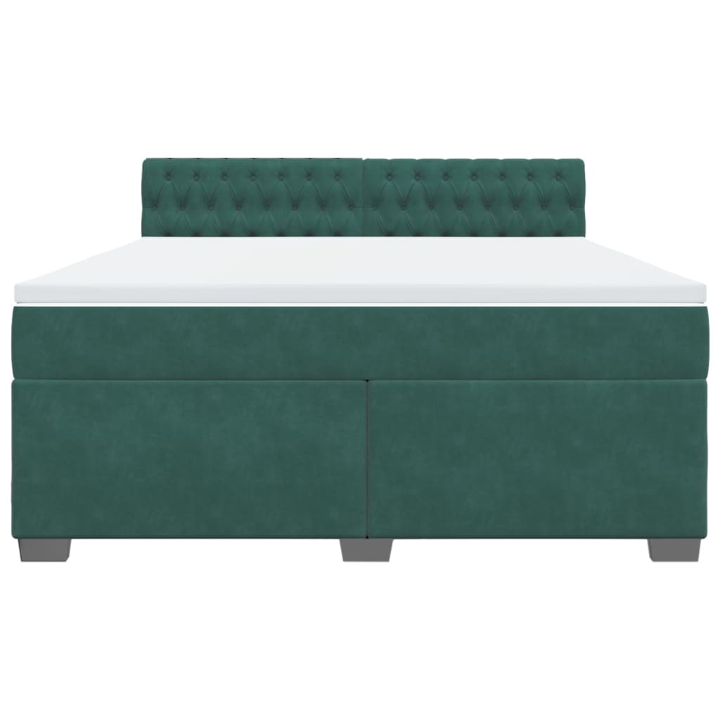 Boxspring met matras fluweel donkergroen 180x200 cm