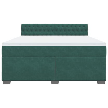 Boxspring met matras fluweel donkergroen 180x200 cm
