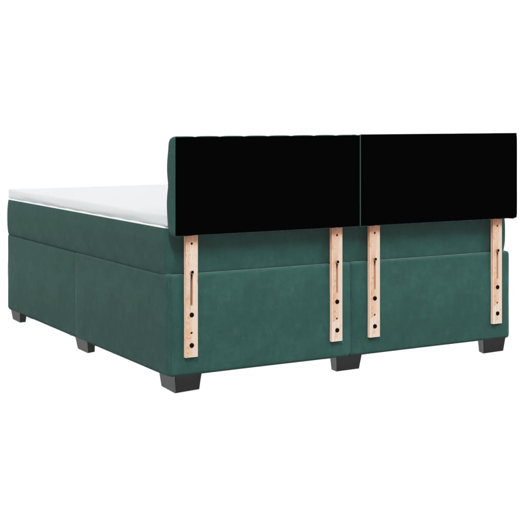 Boxspring met matras fluweel donkergroen 180x200 cm
