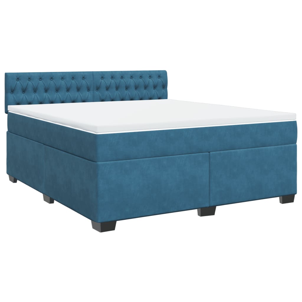 Boxspring met matras fluweel blauw 180x200 cm