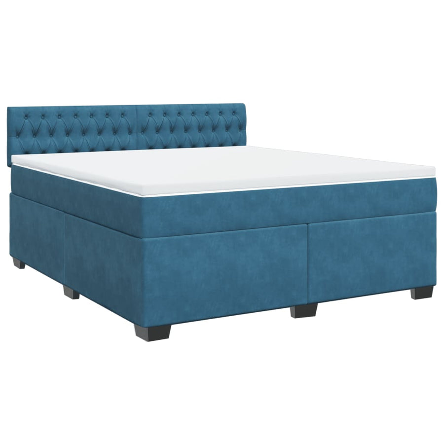 Boxspring met matras fluweel blauw 180x200 cm