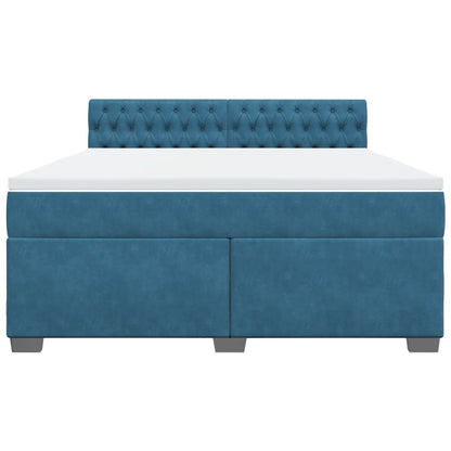 Boxspring met matras fluweel blauw 180x200 cm