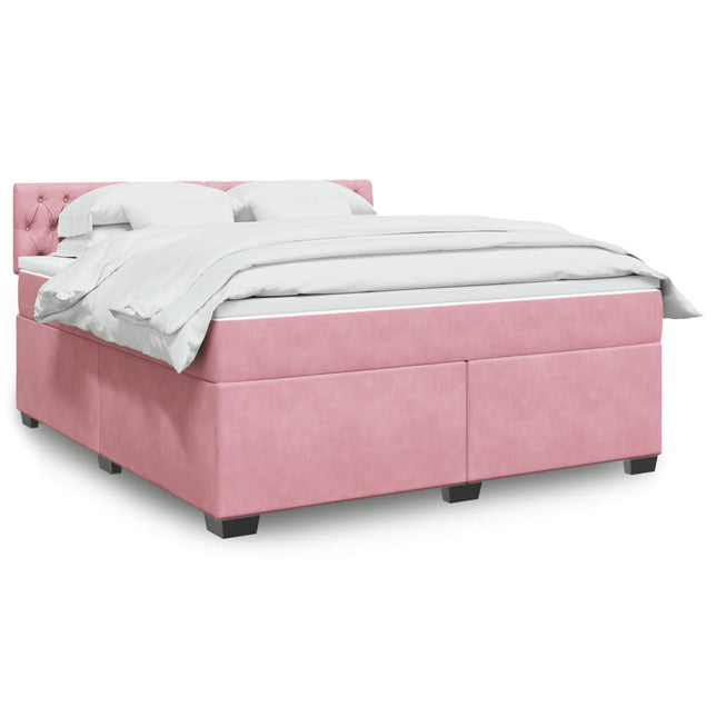 Boxspring met matras fluweel roze 180x200 cm