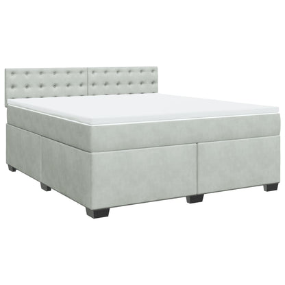 Boxspring met matras fluweel lichtgrijs 180x200 cm