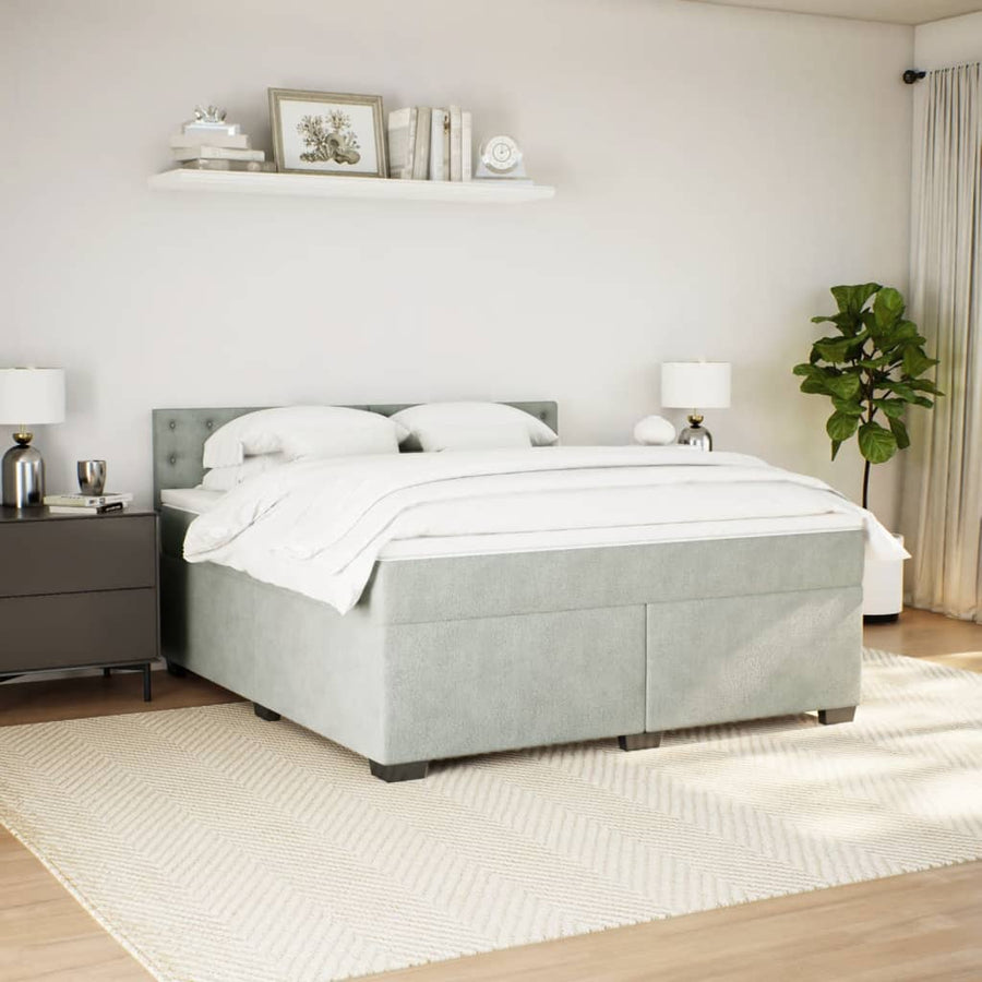 Boxspring met matras fluweel lichtgrijs 180x200 cm