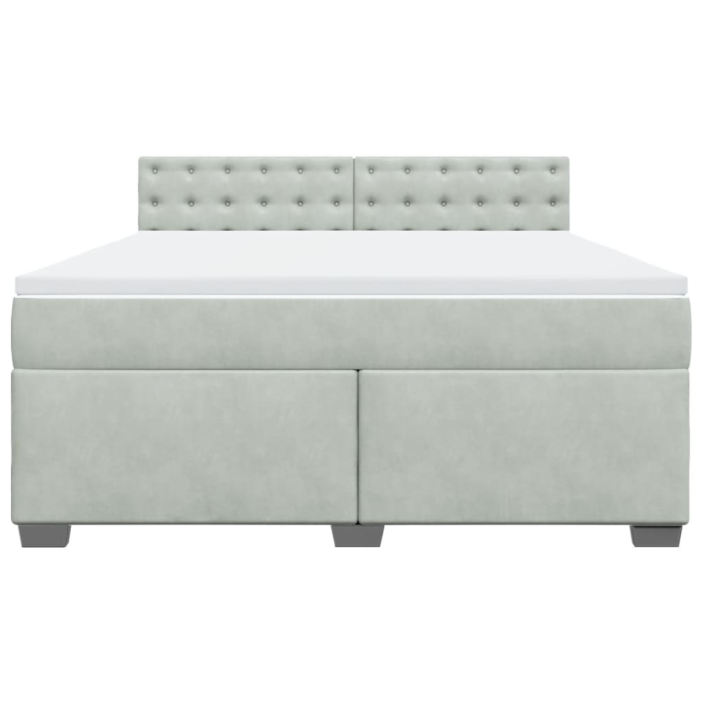 Boxspring met matras fluweel lichtgrijs 180x200 cm