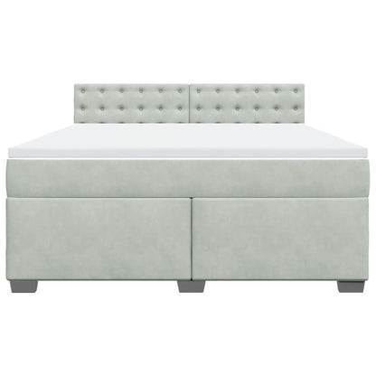 Boxspring met matras fluweel lichtgrijs 180x200 cm