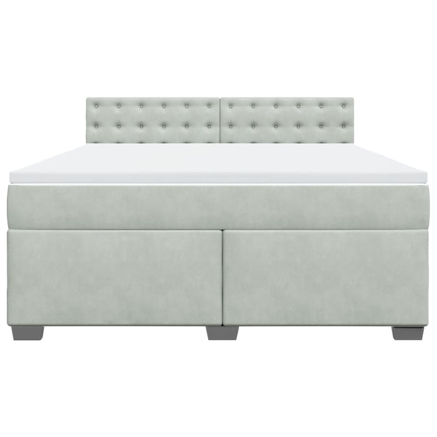 Boxspring met matras fluweel lichtgrijs 180x200 cm
