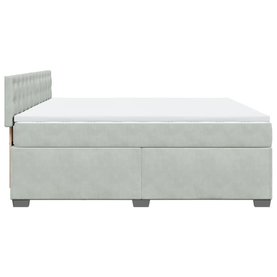 Boxspring met matras fluweel lichtgrijs 180x200 cm