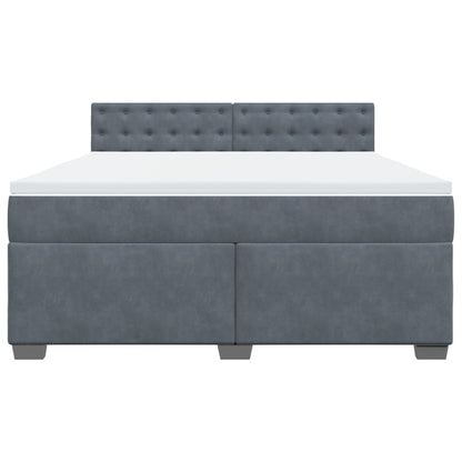 Boxspring met matras fluweel donkergrijs 180x200 cm