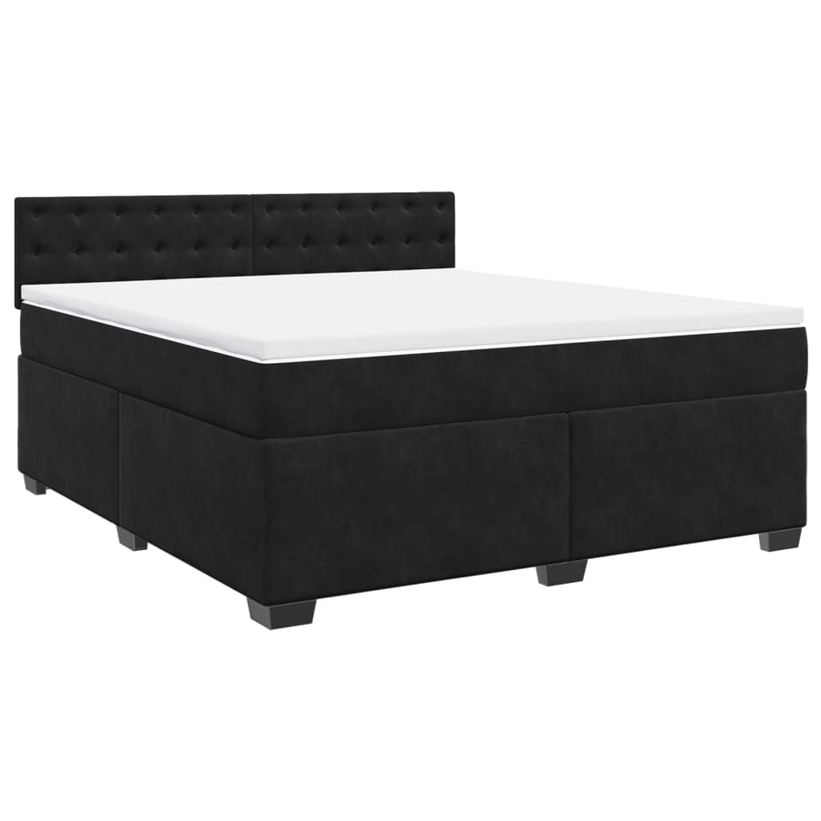 Boxspring met matras fluweel zwart 180x200 cm