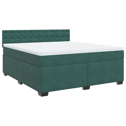 Boxspring met matras fluweel donkergroen 180x200 cm