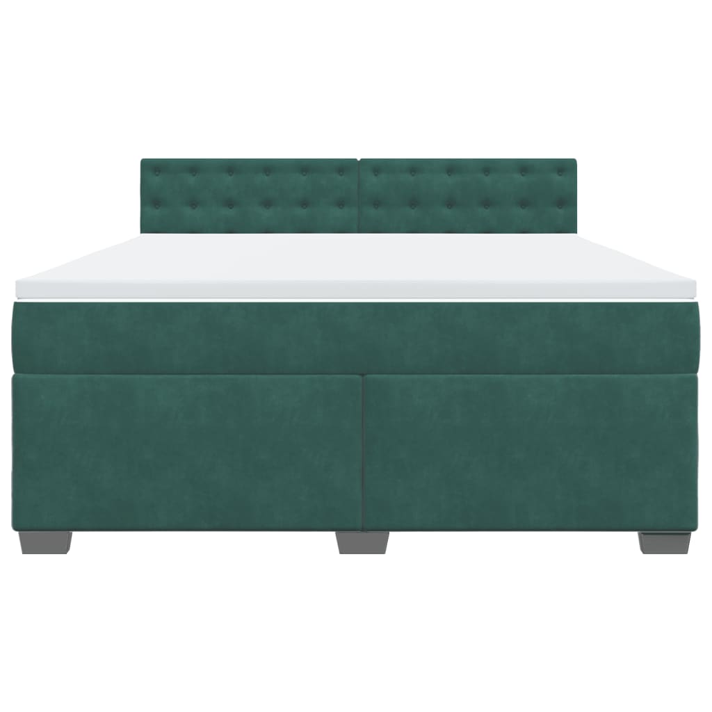 Boxspring met matras fluweel donkergroen 180x200 cm