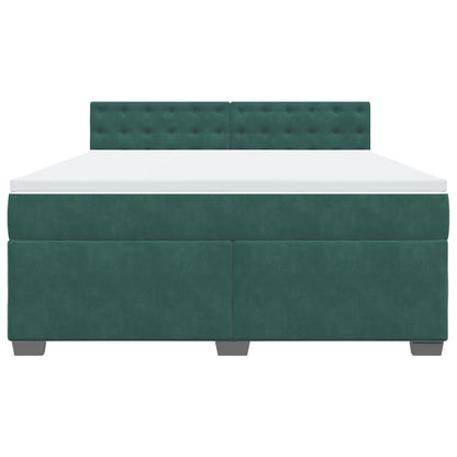 Boxspring met matras fluweel donkergroen 180x200 cm