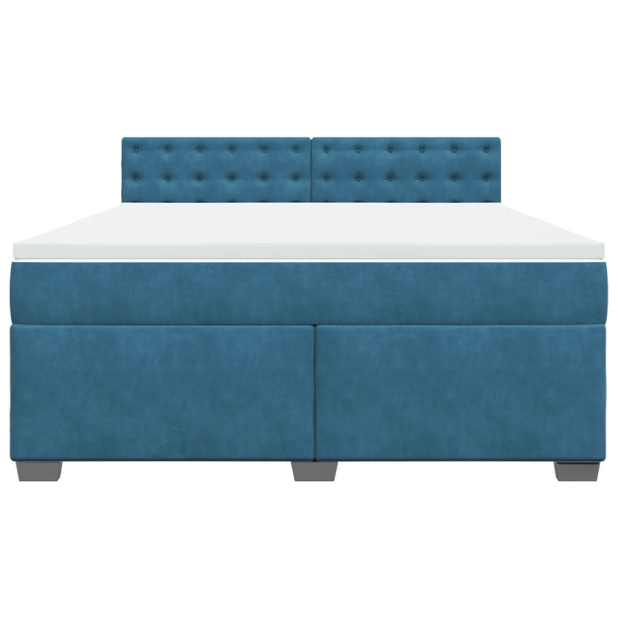 Boxspring met matras fluweel blauw 180x200 cm