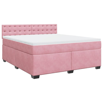 Boxspring met matras fluweel roze 180x200 cm