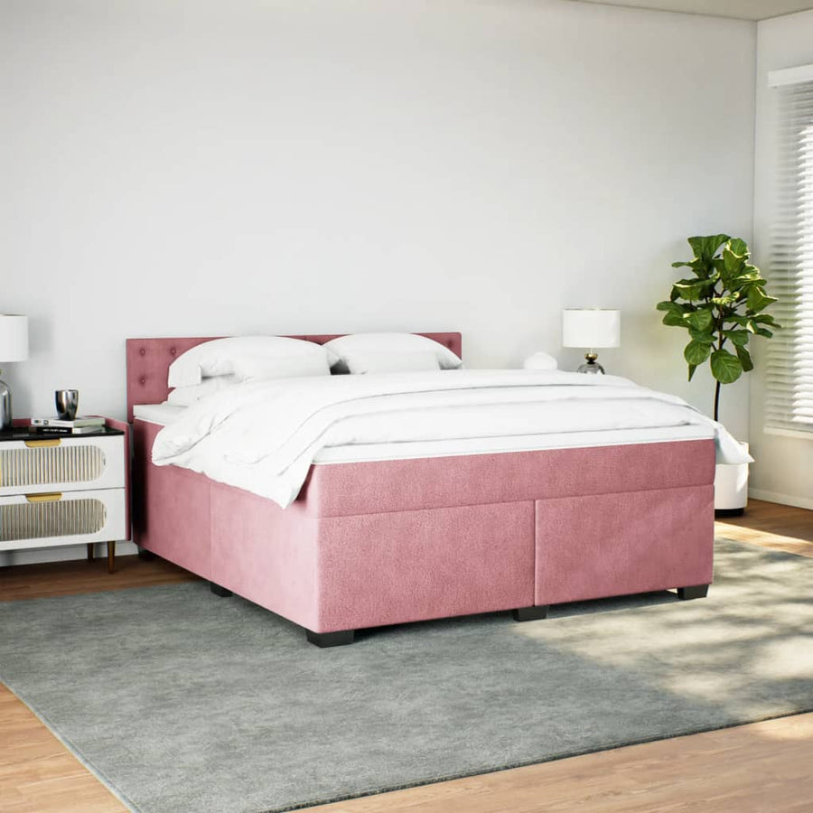 Boxspring met matras fluweel roze 180x200 cm