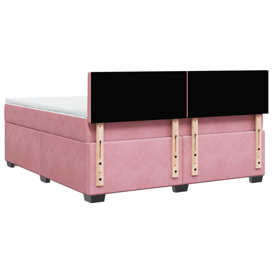 Boxspring met matras fluweel roze 180x200 cm