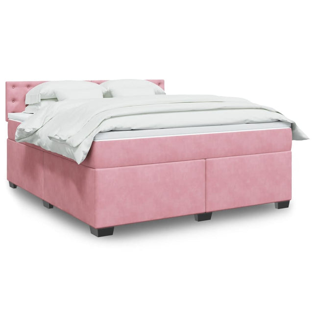 Boxspring met matras fluweel roze 180x200 cm