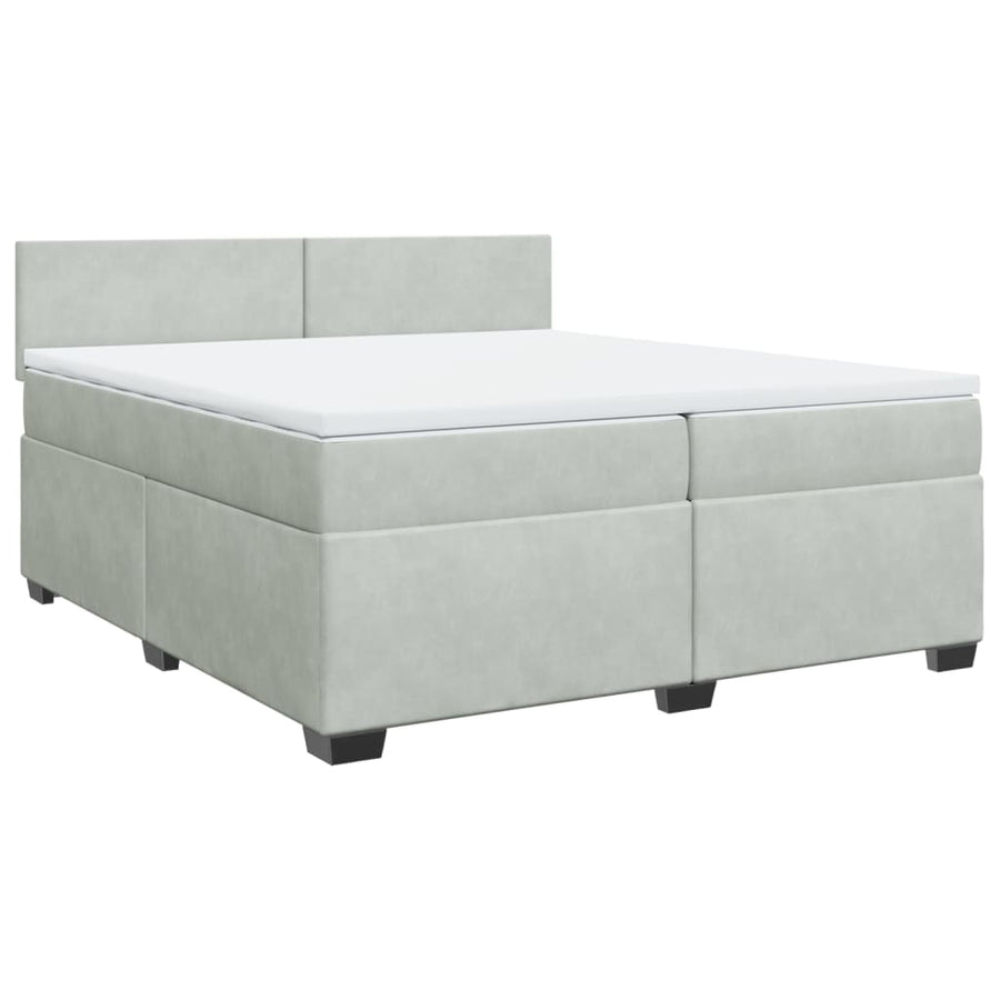 Boxspring met matras fluweel lichtgrijs 200x200 cm