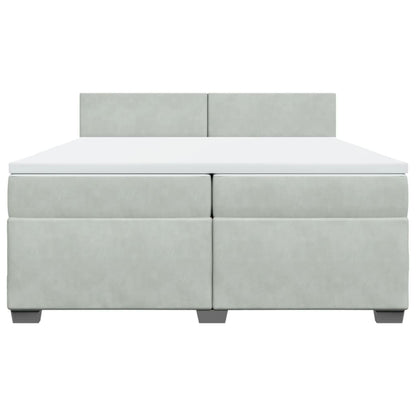 Boxspring met matras fluweel lichtgrijs 200x200 cm