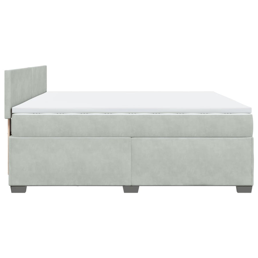 Boxspring met matras fluweel lichtgrijs 200x200 cm