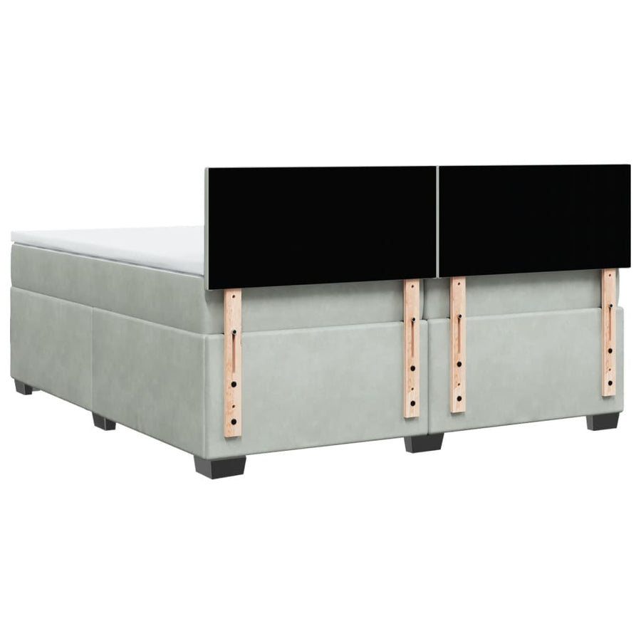 Boxspring met matras fluweel lichtgrijs 200x200 cm