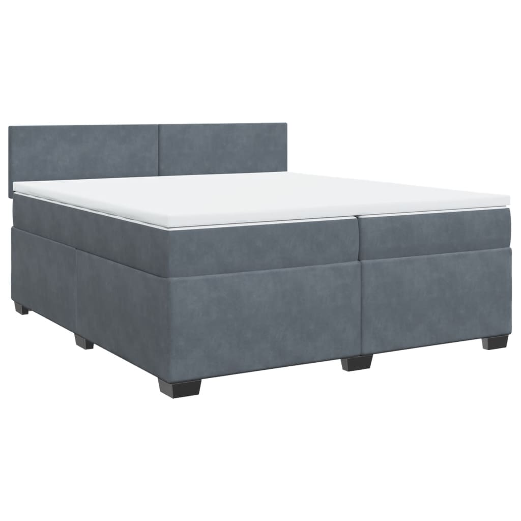 Boxspring met matras fluweel donkergrijs 200x200 cm