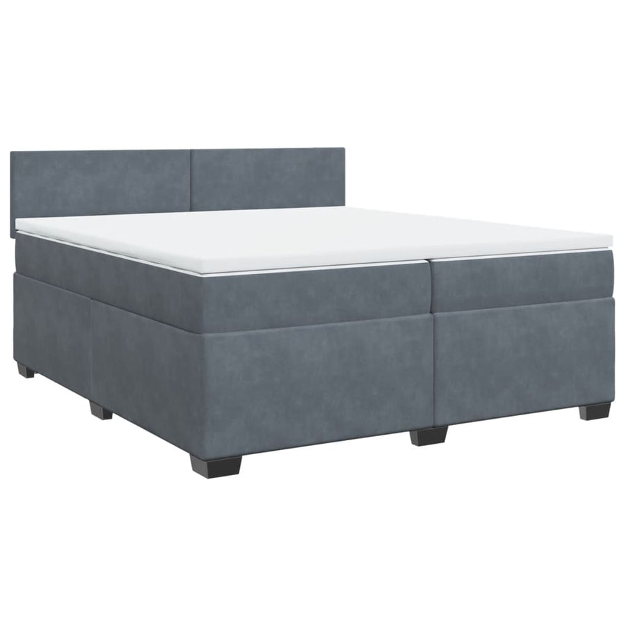 Boxspring met matras fluweel donkergrijs 200x200 cm