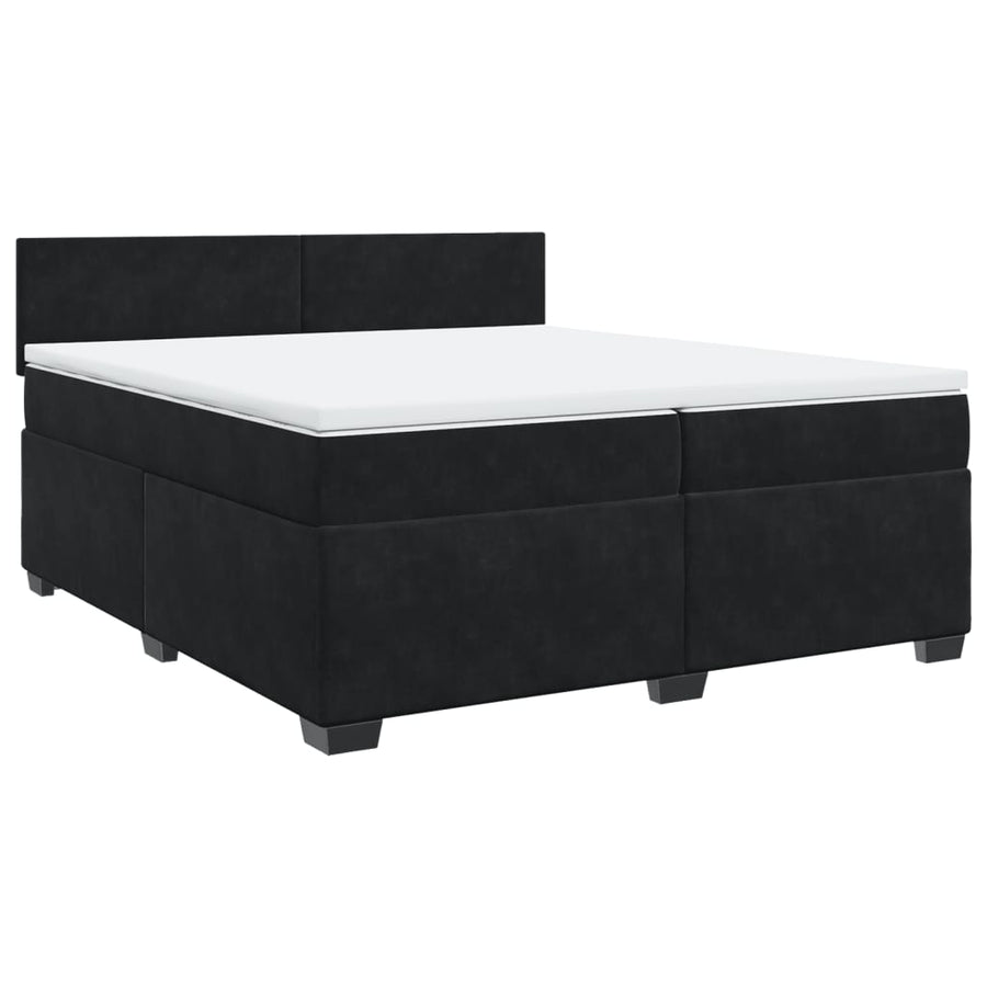 Boxspring met matras fluweel zwart 200x200 cm