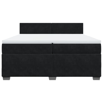 Boxspring met matras fluweel zwart 200x200 cm